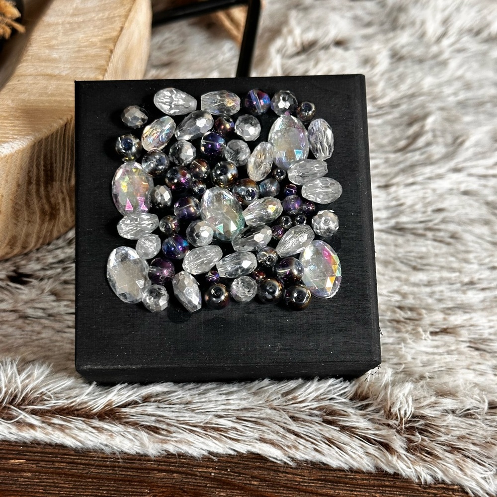 Hand crafted Iridescent and Black Decorative Bead trinket box